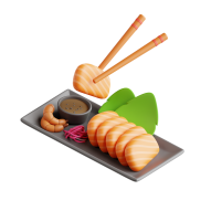 3D Asian Food Illustration Sashimi