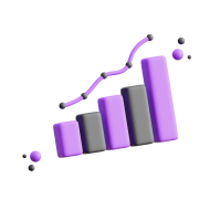 3D Business and Finance Icon Illustration Dark Purple Analytics