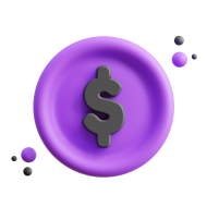 3D Business and Finance Icon Illustration Dark Purple Coin