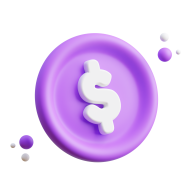 3D Business and Finance Icon Illustration Light Purple Coin