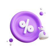 3D Business and Finance Icon Illustration Light Purple Percentage