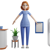 3D Character Medical Nurse Poses Illustration PNG (1)