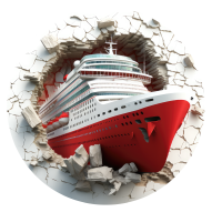 3D Christmas Break Though Ornaments Cruise Ship