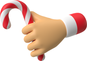 3D Christmas Festive Holiday Illustration hand with a candy stick