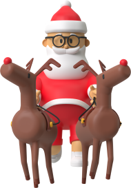 3D Christmas Festive Holiday Illustration santa with deers