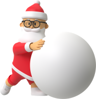 3D Christmas Festive Holiday Illustration santa with snowball