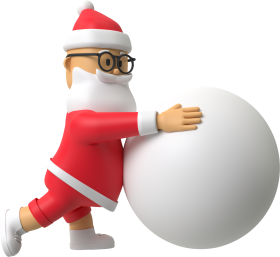 3D Christmas Festive Holiday Illustration santa with snowball angle