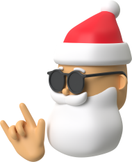 3D Christmas Festive Illustration santa with black glasses angle