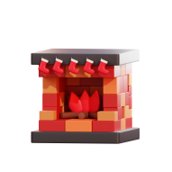 3D Christmas Holiday and Festive Season Illustration icon Fireplace