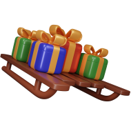 3D Christmas Holiday and Festives Season Illustration icon Toboggan 1