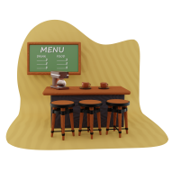 3D Coffee Shop Icon Illustration - Cafe Menu