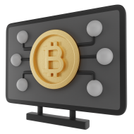 3D Crypto Currency Finance Illustration Bitcoin Screen 3