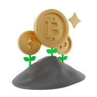 3D Crypto Currency Finance Illustration Plant   Bitcoin 2