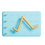 3D Cypto Icon Blue Green Gold Graphs 02