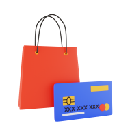 3D Ecommerce and Sales Illustration card and bag 1