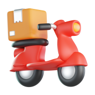 3D Ecommerce Shopping and Sales Illustration Delivery Motorcycle