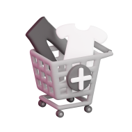 3D Ecommerce Shopping Icon Illustration BW add to chart