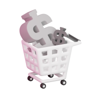 3D Ecommerce Shopping Icon Illustration BW pay