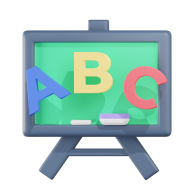 3d Educational and School Icon Illustration Board