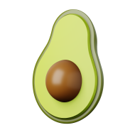 3D Fruit Food Illustration Icon Avocado 3