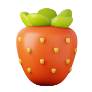 3D Fruit Food Illustration Icon Strawberry 1