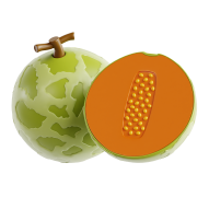 3D Fruit Icon Illustration Cantaloupe