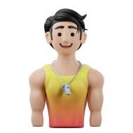 3D Gym Workout and Fitness Illustration Personal Trainer Male