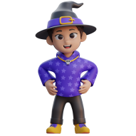 3D Halloween Holiday Celebration Illustration Male witch 1