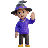 3D Halloween Holiday Celebration Illustration Male witch