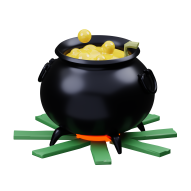 3D Halloween Holiday Celebration Illustration Witch Caoldron