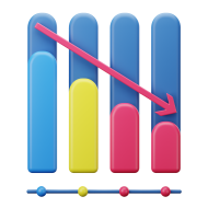 3D Money Finance and Accounting Illustration Bar Chart Negative