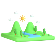 3D Nature and Environment Illustration Icon River