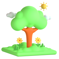 3D Nature and Environment Illustration Icon Spring