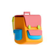 3D School Education and Elearning UI Illustration Icon School Bag