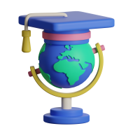 3D School Education Illustration Icon Globe with Graduation Cap