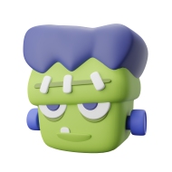 3D Spooky Halloween Holiday Illustration  Frankenstein