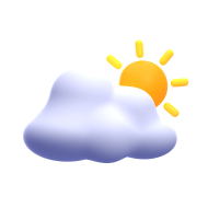 3d sun and cloud weather and climate icon illustration