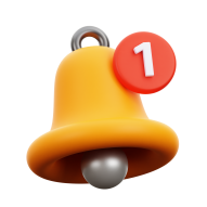 3D UI Design Icon Illustration Element - Notification Bell Message alert