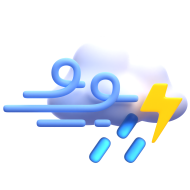 3d weather and climate icon illustration - cloud rain lightning