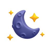 3d weather and climate icon illustration moon and stars