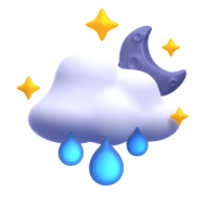 3d weather and climate icon illustration-moon rain stars