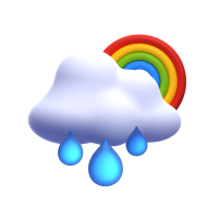 3d weather and climate icon illustration - Rain cloud rainbow