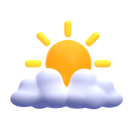 3d weather and climate icon illustration- sun cloud