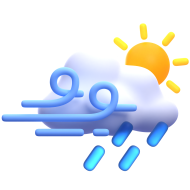 3d weather and climate icon illustration - Sunny rainy windy