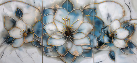 panel wall art, marble background with flower designs, wall decoration