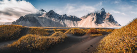 Vestrahorn mountaine on Stokksnes cape in Iceland during sunset.