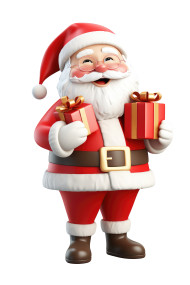 Santa claus character isolated on transparent background. Generative ai.