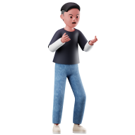 Angry 3D Male Character Pose Illustration Style 3