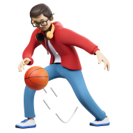 Boy Character play basketball 3d