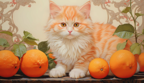 Cat and Dogs HD Pet Lovers Oranges Fruit Wallpaper Illustrations